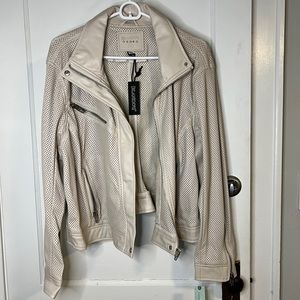 * SOLD * New Anthropologie BLANKNYC Moto Jacket Perforated Faux Leather Cream